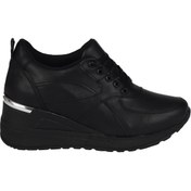 Resim Modabuymus Siyah Dolgu Topuklu Sneaker Bağcıklı Spor Ayakkabı - Pily 