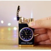 Resim Tech Lighter Gift Özel Siyah Isimli Saatli Çakmak 