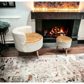 Resim BEYLERBEYİ Çay Seti Tekli Koltuk Berjer Ve Puf Takımı (salon, Balkon, Ofis) 2 Li Takım 