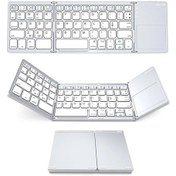 Resim Geeroyoo Kablosuz Bt Klavye Mini Katlanır Klavye Taşınabilir Ultra İnce Bt Klavye Dokunmatik Yüzeyli Windows/android/ios İçin Gümüş 