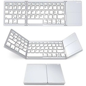 Resim Geeroyoo Kablosuz Bt Klavye Mini Katlanır Klavye Taşınabilir Ultra İnce Bt Klavye Dokunmatik Yüzeyli Windows/android/ios İçin Gümüş 