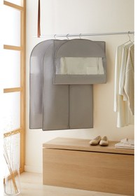 Resim Ocean Home Textile 3'lü Gri Balıksırtı Elbise Kılıfı Set 