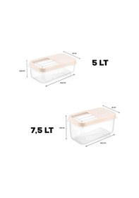 Resim Meleni Home 2'li Kayar Kapaklı Etiketli Deterjan Saklama Kabı 5 L - 7.5 L Krem Bej 