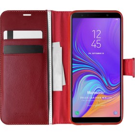 Resim Samsung Galaxy A7 2018 Kılıf Delux Leather Wallet Kırmızı 