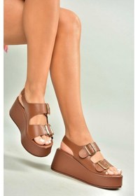 Resim Fox Shoes U946418509 Taba Dolgu Topuklu Kadın Ayakkabı Taba-suni Deri 