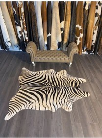 Resim Hakiki Deri Dana Postu Beyaz Zebra 185 X 210 - 1201000009 