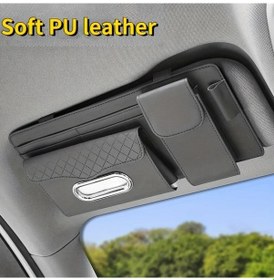 Resim Lumaworld Gri 1 Adet Evrensel Pu Deri Güneşlik Kart Kalem Organizatörü, Araç Depolama Çantası 