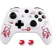 Resim Sunshine022 Xbox One S Kumanda Silikon Kılıf Beyaz Kırmızı Laser Desen Joystick Kapakları 
