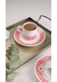 Resim Porser Alya Kırmızı Kahve Fincan Takımı 80cc 2 Kişilik 4 Parça Çok Renkli 