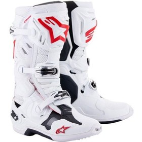 Resim Alpinestars Tech 10 Supervented Kros Motosiklet Botu Beyaz Kırmızı 
