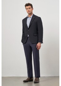 Resim İmza Koyu Lacivert Baskılı Gabardin Mono Yaka Tam Astar Çift Yırtmaç 2 Düğme 4 Drop Comfort Fit Classic Ceket 1002245157 Koyu Lacivert 