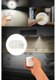Resim İsgstore Uzaktan Kumandalı 3 Lü Spot Led Lamba Kablosuz 3lü Yapışkanlı Pilli Işıldak 