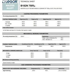 Resim Legor B182N 18K Altın Döküm Işleme Alaşımı 200 Gram 