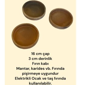 Resim AdenArt 3'lü Toprak Güveç Pişirme Kabı 16 cm 