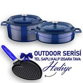 Resim Lava Döküm Trendy Serisi Yuvarlak Derin ve Sığ 5 Parça Mavi Tencere Seti LV S ET K42 B 