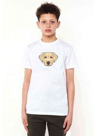 Resim Dog Head Köpek Baskılı Unisex Çocuk Beyaz T-Shirt (534795723) 