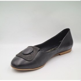 Resim Mammamia D25ya-7225 Siyah Hakiki Deri Kadın Günlük Babet Siyah 