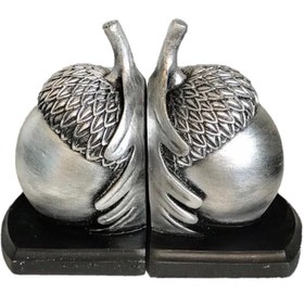 Resim Rustic Acorn Bookends, Nature-Inspired Book Stoppers, Oak Leaf Bookend Set, Woodland Home Decor, Acorn Bookends Set, Oak Leaf Bookends, Acorn Bookshelf, Oak Leaf Bookshelf - Object-3 