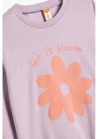 Resim Koton Kız Bebek Çiçekli Sweatshirt Uzun Kollu Bisiklet Yaka Pamuklu Lila 