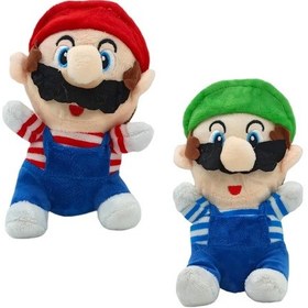 Resim İthal Kumaş Süper Mario Kardeşler Mario Luigi 2'li Set Figür Peluş Oyuncak Uyku Oyun Arkadaşı 20 Cm. 