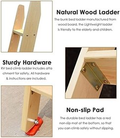 Resim RV Ranza Yatak için Ahşap Merdiven Geniş Basamaklı Sağlam Yan Merdiven Kaymaz Taban Çocuklar ve Yaşlılar için Mükemmel 6 Adım (1,75 m/61 inç) Güvenli ve Dayanıklı 