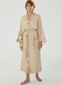 Resim CAN ÇAPAR Bej Kimono Ceket %100 Yüksek Kalite Pamuk 