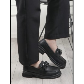 Resim Yazın Ayakkabıları Kadın Siyah Önü Zincir Detaylı Oxford Ayakkabı 