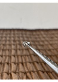 Resim Gerçek Titanium G23 Güneş Titanyum 6x1.2mm Bedenilabret Piercing Gümüş 