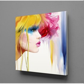 Resim Sarı Saçlı Kız Temalı Kanvas Tablo 30x30cm 