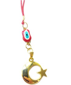 Resim cuaderno Ay Yıldız Kırmızı Nazar Boncuk Detaylı Araba Dikiz Ayna Süsü El Yapımı Metal Lüks Aksesuar 