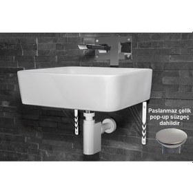 Resim Studor Trap-Vent Beyaz Havalıklı Lavabo Sifonu Paslanmaz Pop-up Süzgeçli Tıkanma ve Koku Önleyici 