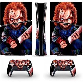Resim cosy home gift Katil Bebek Chucky Playstation 5 Slim Disk Versiyon Sticker Kaplama Seti 