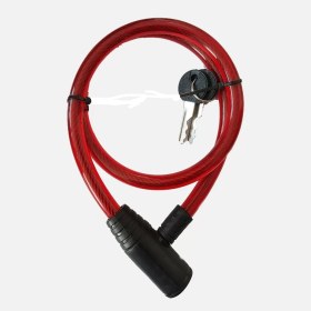 Resim Güçlü Bisiklet Motosiklet Anahtarlı Halat Kilit 12X800 Bisiklet Kilidi 80 cm Kırmızı Renk 