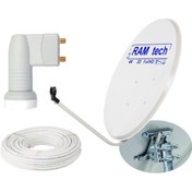 Resim REWEL Ofset Çanak Anten Full Set+montaj Ayağı+çiftli Lnb+25 metre Anten Kablosu +4 Adet Dübel 150 70 cm 