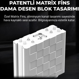 Resim Deep Cool Deepcool AG400 V5 Arbg Işlemci Soğutucu White, Amd ve Intel Uyumlu, 120MM Kule Tipi Hava Soğutma, 12 cm Hava Soğutucu, Tdp 220W, Beyaz 