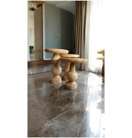 Resim Wood Ahşap 3 Lü Set Fitilli Mantar Yan Sehpa Modern Fiskos / Naturel Renk / Zigon Sehpa Vernikli Kahverengi 