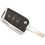 Resim Volkswagen Vw Golf 7 Beetle Jetta Bora Passat Polo Tiguan 3 Düğmeli Krom Hu66 Uzaktan Araba Anahtarı Kılıfı 0194 