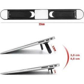 Resim Varyant Store 2 Kademeli Katlanabilir ve Yapışkanlı Laptop Standı Siyah 