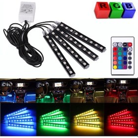 Resim Araç İçi Kumandalı Ayak Altı RGB Led Ambiyans Işığı 12 Led 538669217 