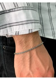 Resim 925 Ayar Gümüş 2 Mm Kral Erkek Bileklik 19 Cm 