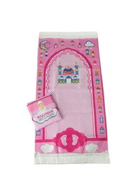 Resim Çantalı Kızımın Çocuk Seccadesi Pembe Pembe 