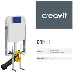 Resim Creavit Gömme Rezervuar Asma Klozet İçin+Mat Gri Drop Buton Gri 