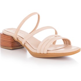 Resim DaphneSandals El Yapımı Hakiki Deri Topuklu Ekru Kadın Terlik - Kp01 