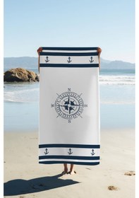 Resim Dijital Baskı Plaj Deniz Havlusu Pusula Desenli Peştamal Hvl0006 Renkli 