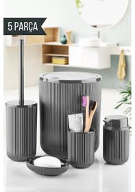 Resim Nandy Home 5 Parça Banyo Seti Antrasit 