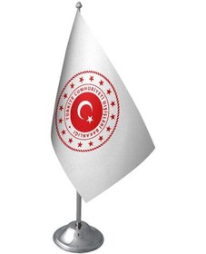 Resim Masa Üstü Dışişleri Bakanlığı Bayrağı Krom Direk Masa Bayrak Seti 