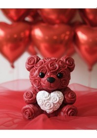 Resim Mey İthalat 3d Baskı Kalpli Ayıcık 10cm Romantik Masaüstü Dekor 