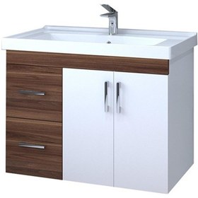 Resim Denko Petra 85 Cm Banyo Dolabı Alt Modül Ve Seramik Lavabo Çok Renkli 