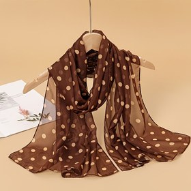 Resim Kadınlar için Kahverengi Puantiyeli Şifon Eşarp - Hafif, Nefes Alabilir, Basit Noktalı Tasarım, 50cm x 160cm, Günlük Geziler ve İslami Namaz Modası İçin Mükemmel 