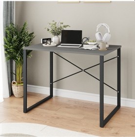 Resim Bilgisayar Masası Çalışma Laptop Masası Füme 1421 Füme 